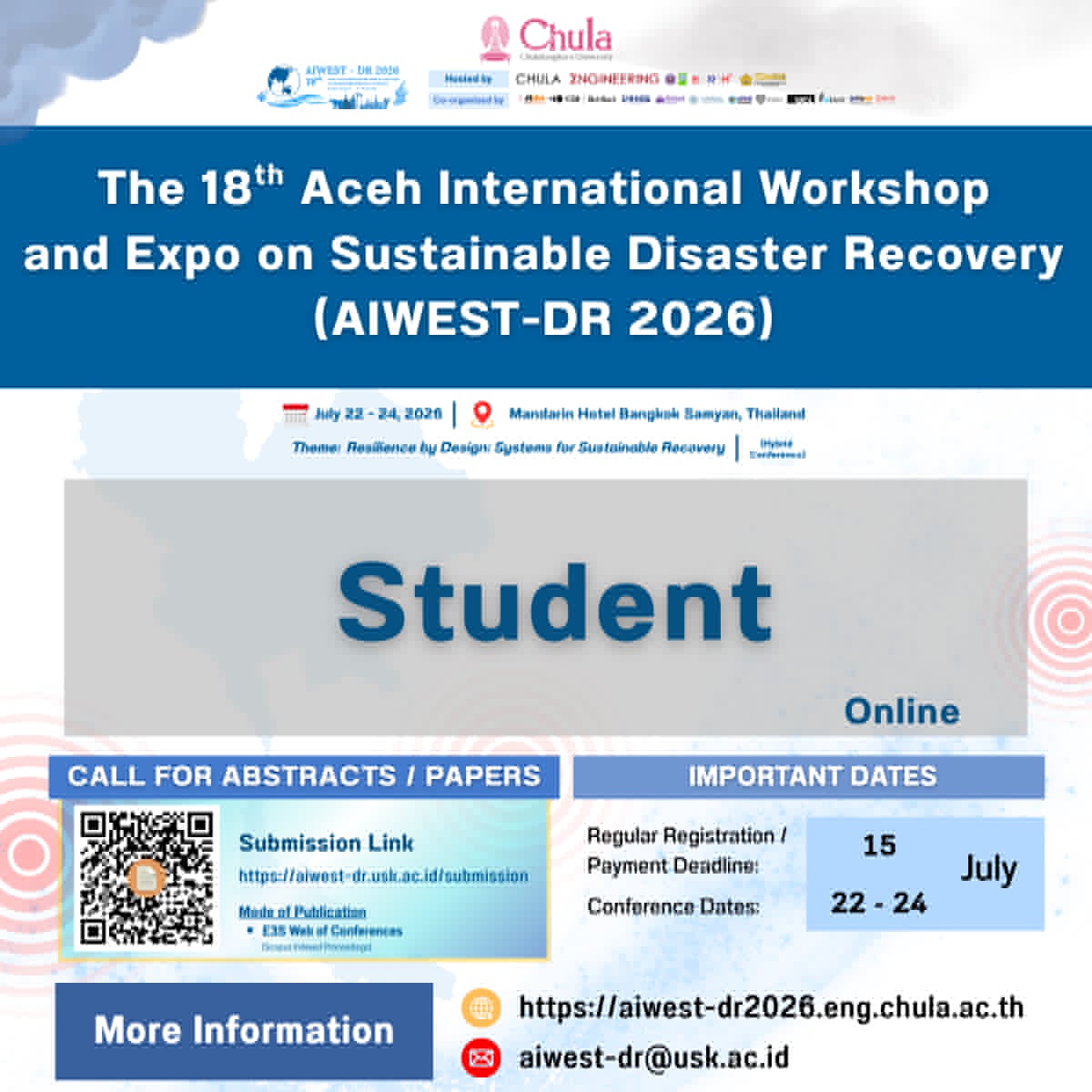 The 18th Aceh International Workshop and Expo on Sustainable Disaster Recovery (AIWEST-DR 2026) - Online (Student)
