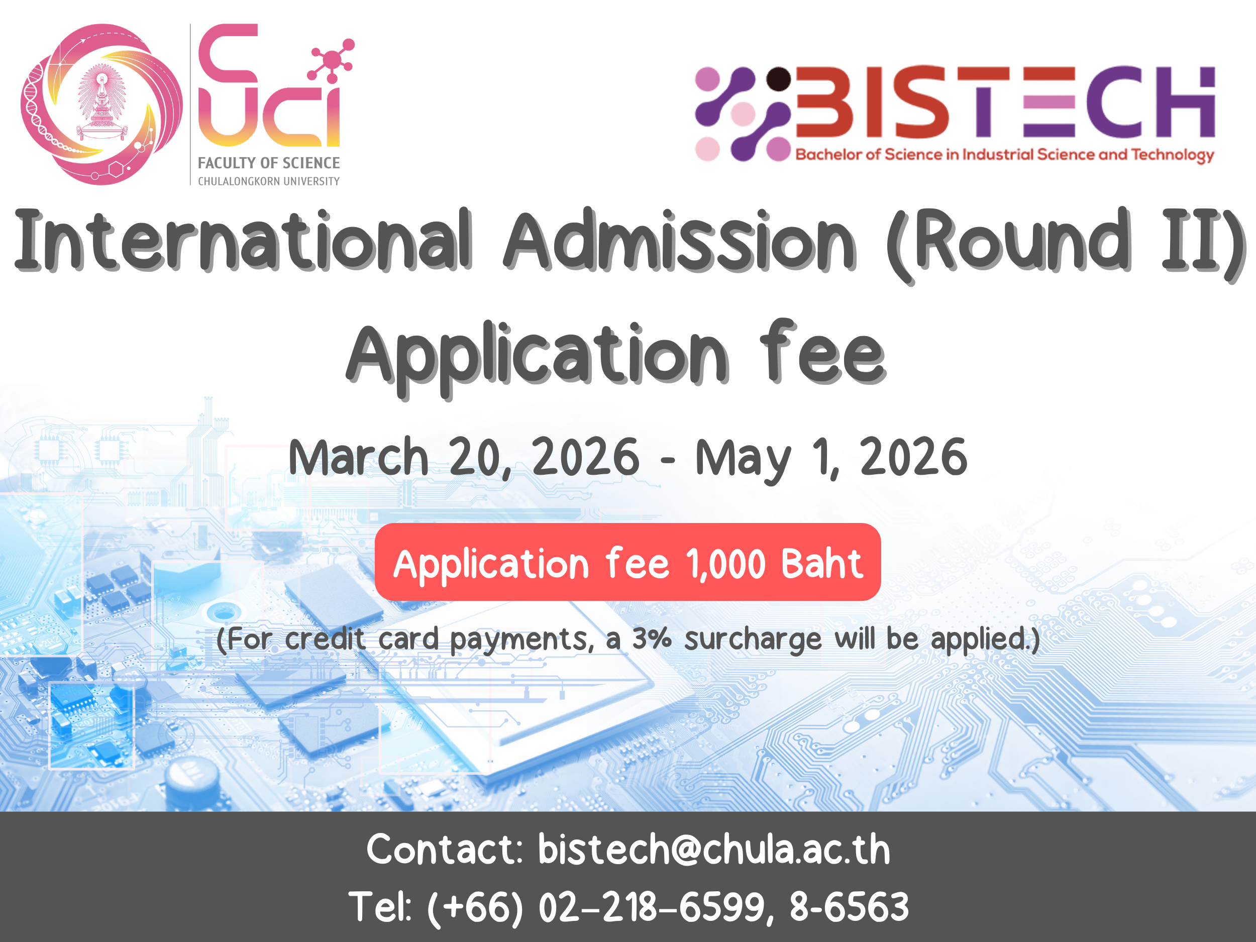 BISTech Application Fee Academic Year 2026 (International Admission 2026: Round II)
